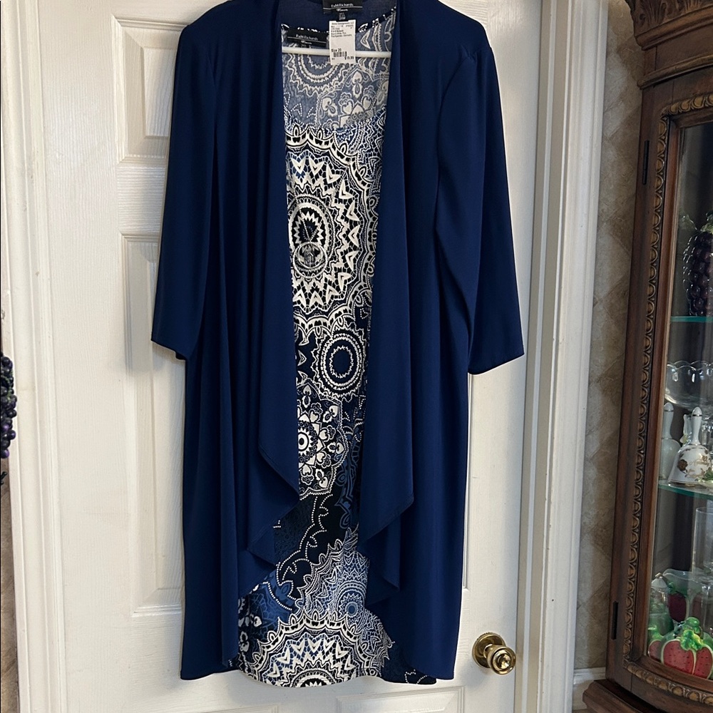 R&M Richards Navy Cardigan with Black and White Dress